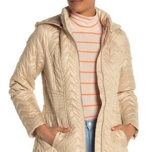 Via Spiga Zig-Zag Quilted Detachable Hood Jacket